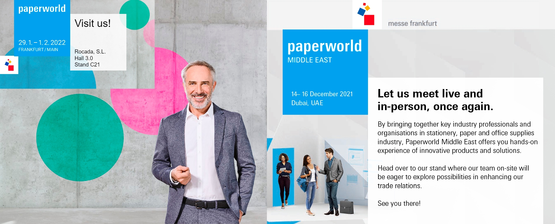 Rocada estará en la Paperworld 2021 en Dubai y en la Paperworld 2022 en Frankfurt